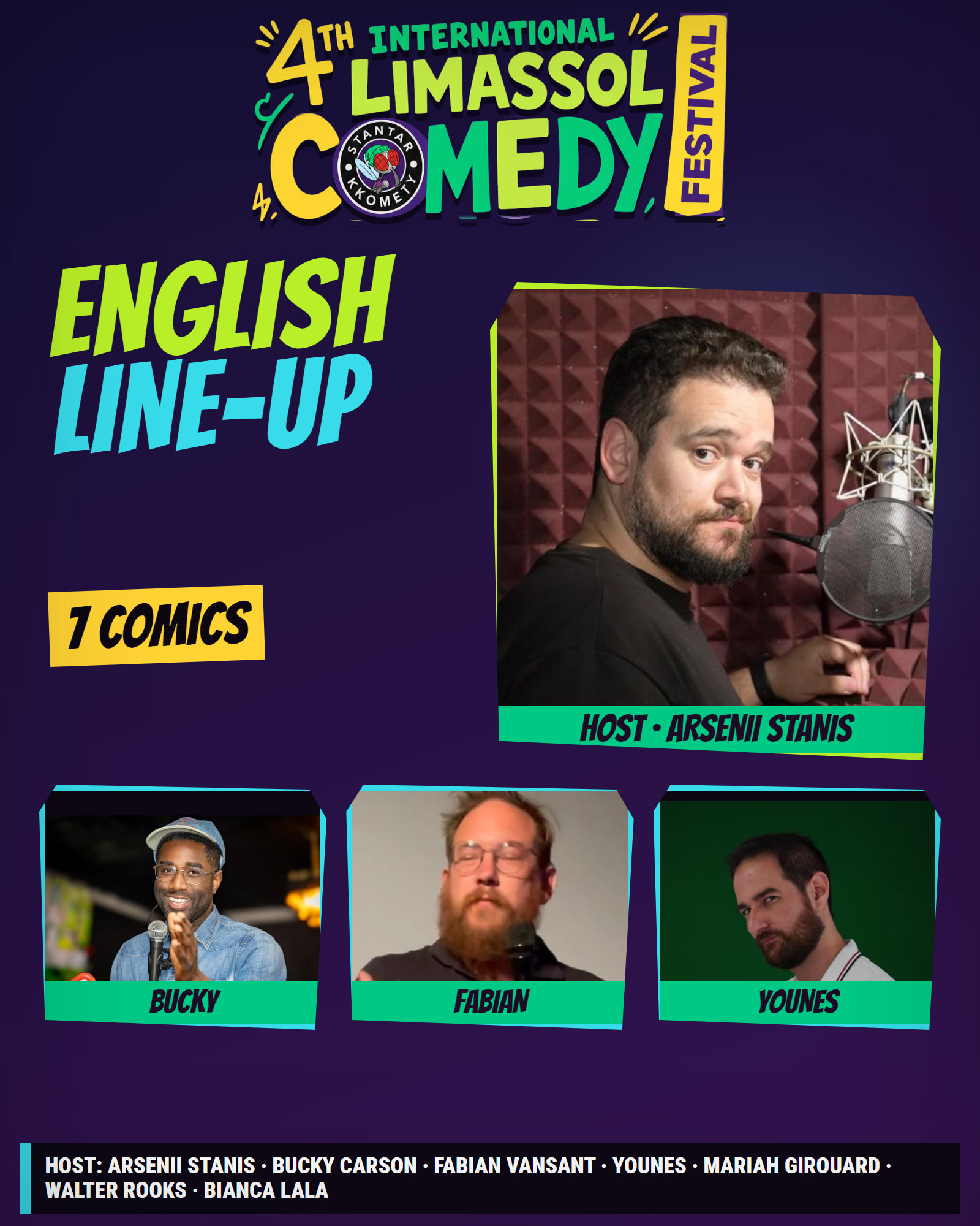 English Line-up, 4th International Limassol Comedy Festival poster