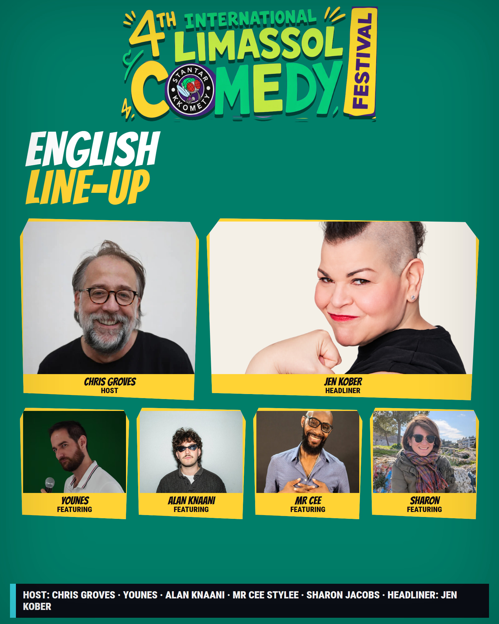 English Line-up, 4th International Limassol Comedy Festival poster