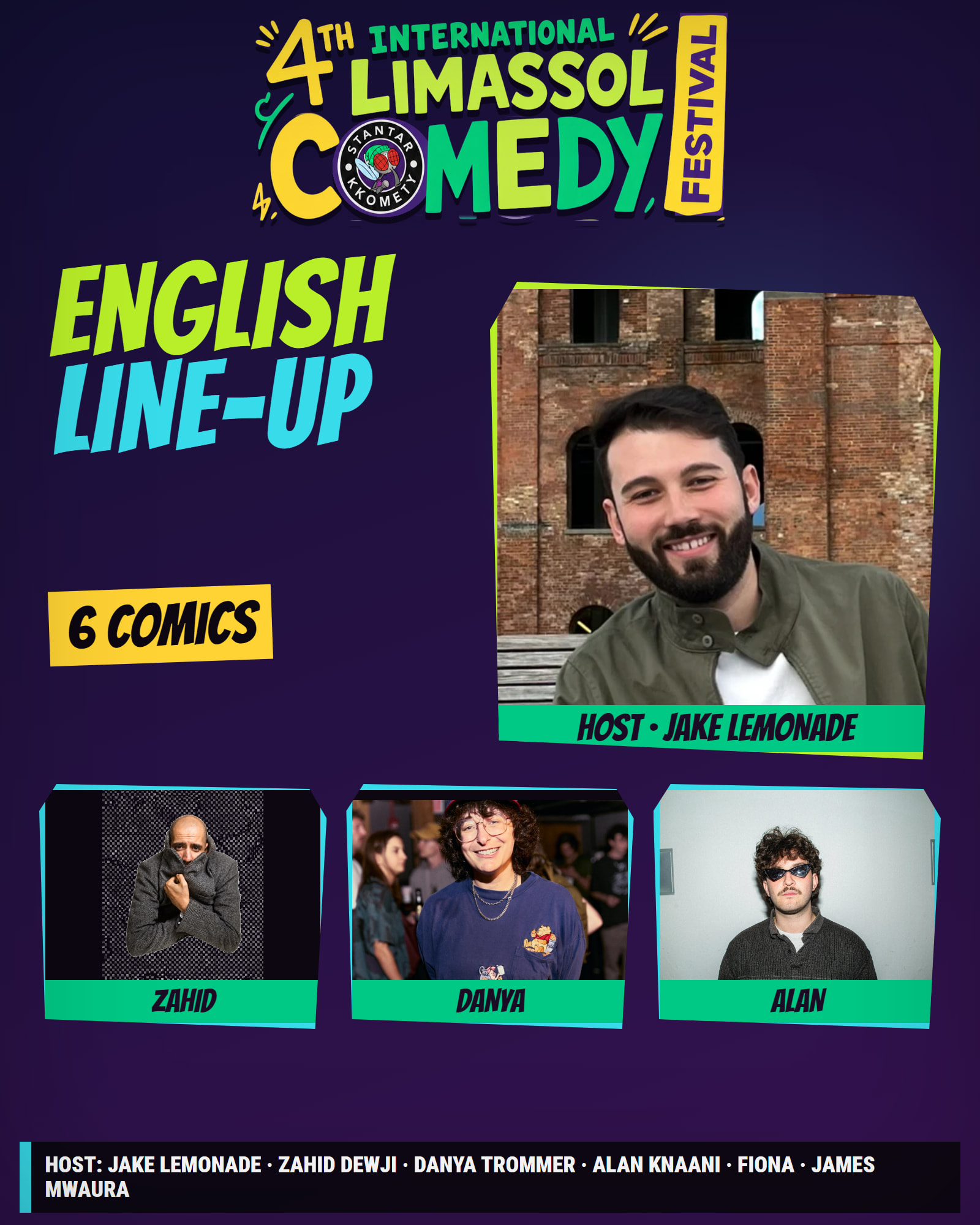 English Line-up, 4th International Limassol Comedy Festival poster