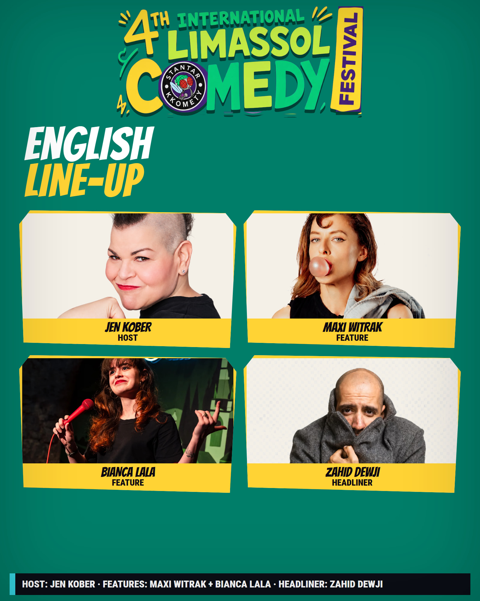 English Line-up, 4th International Limassol Comedy Festival poster