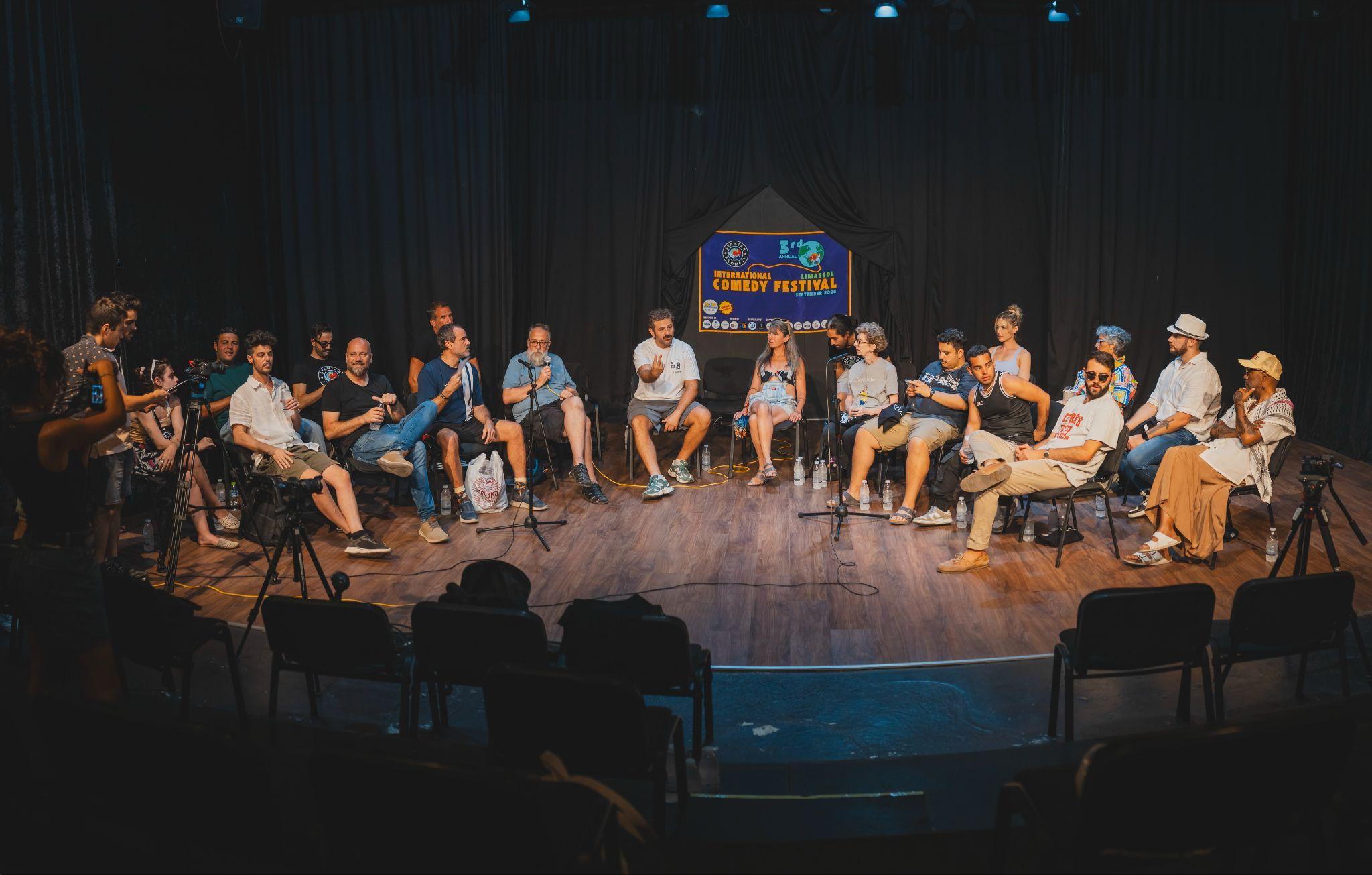 Comedians gathered on stage during the Stantar Kkomety festival